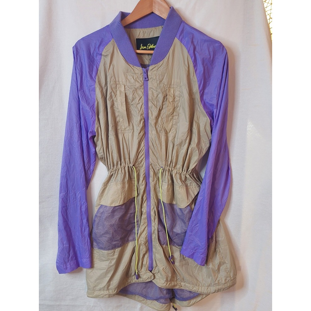 Sam Edelman Coat Jacket XL Khaki Purple Rain Wind Protection Light Hiking Soft